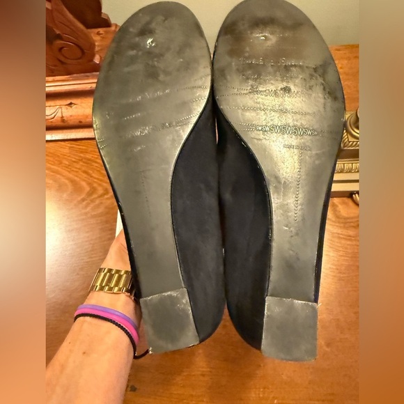 Stuart Weitzman Women's Size 9 Black Frobozzie Suede Wedge Heel Shoe 2” heel - Picture 5 of 9